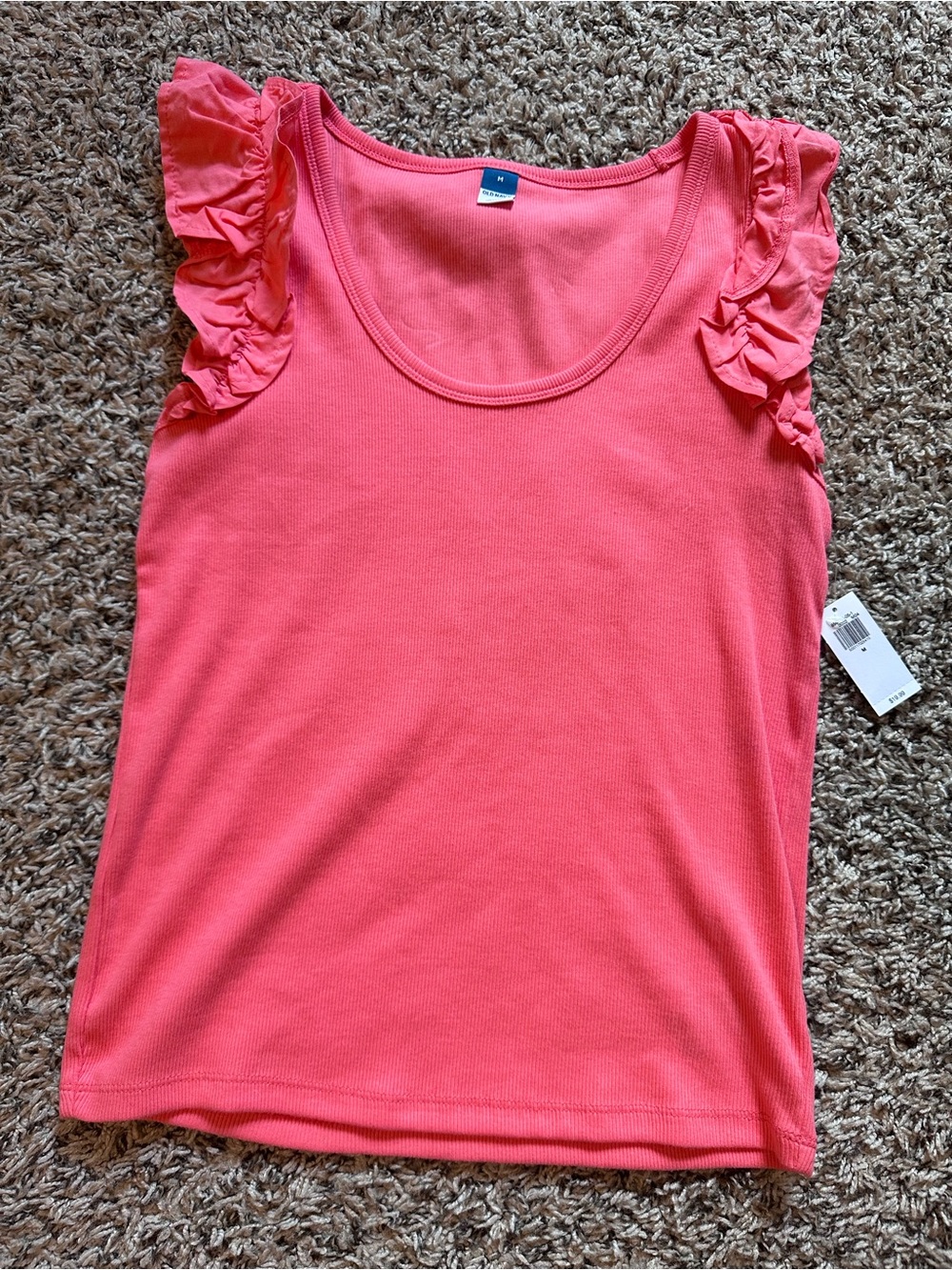 Old Navy Coral Pink Ruffled Sleeve Tank Top